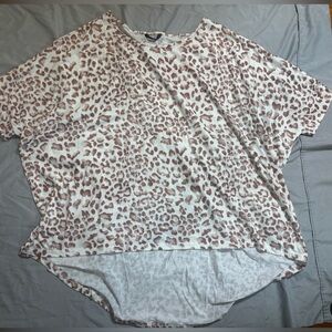 SHEIN Leopard Print Blouse - Pink and White
